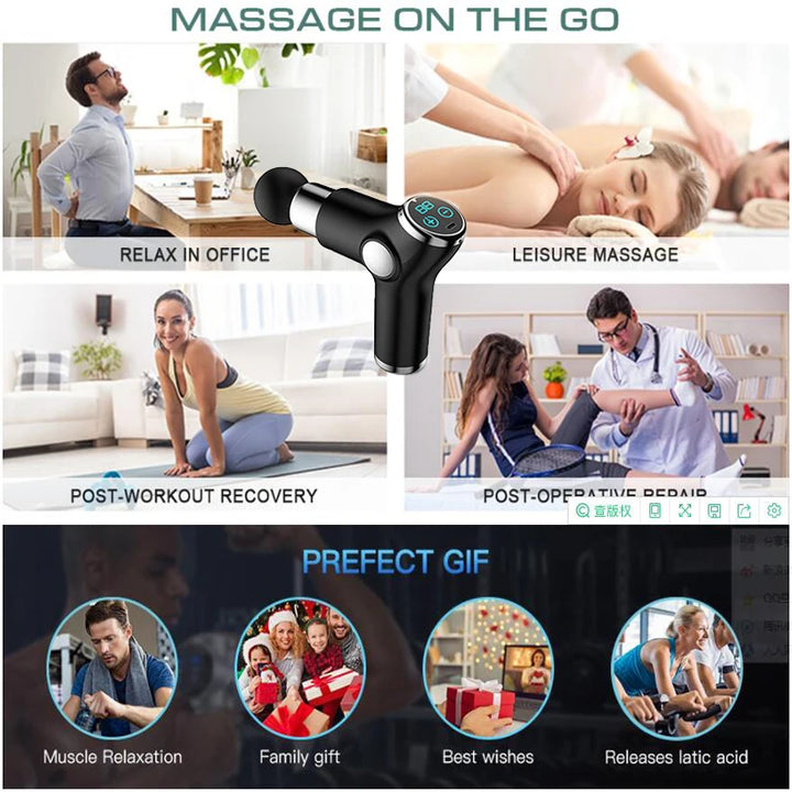 pistola de massagem 32 velocidade tecido profundo percussão massageador muscular fascial arma para alívio da dor corpo e pescoço vibrador fitness