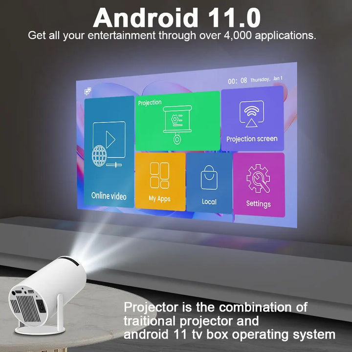 Projetor Magcubic Hy300 4K Android 11 Dual Wifi6 200 ANSI Allwinner H713 BT5.0 1080P 1280*720P Projetor de cinema em casa ao ar livre